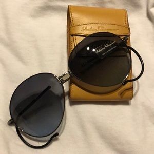 Ferragamo folding aviator sunglasses with case
